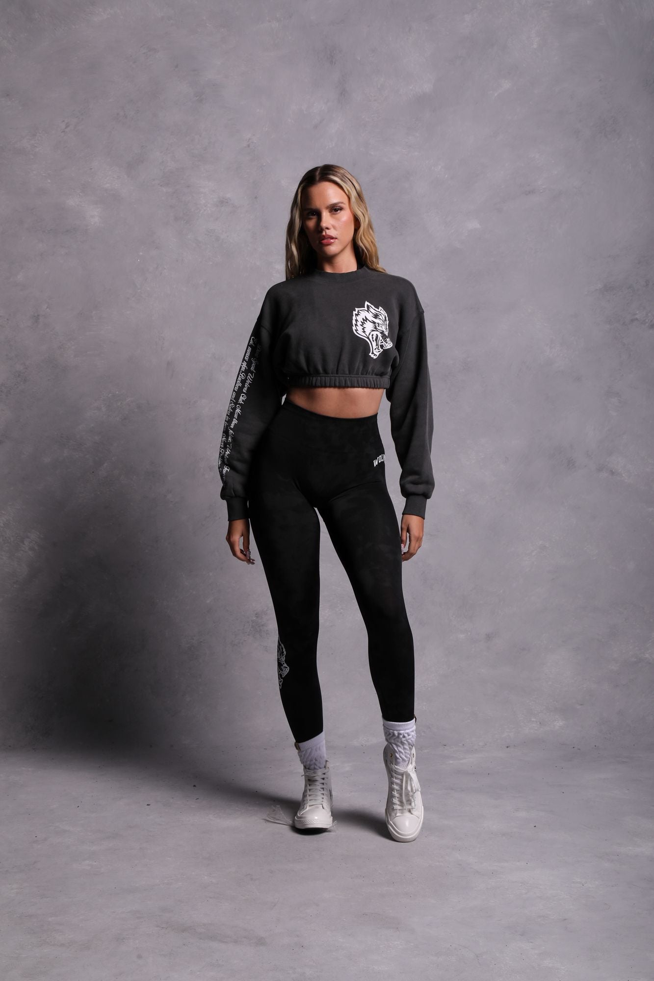 In Our Heart "Vintage Gwen" (Cropped) Crewneck in Wolf Gray