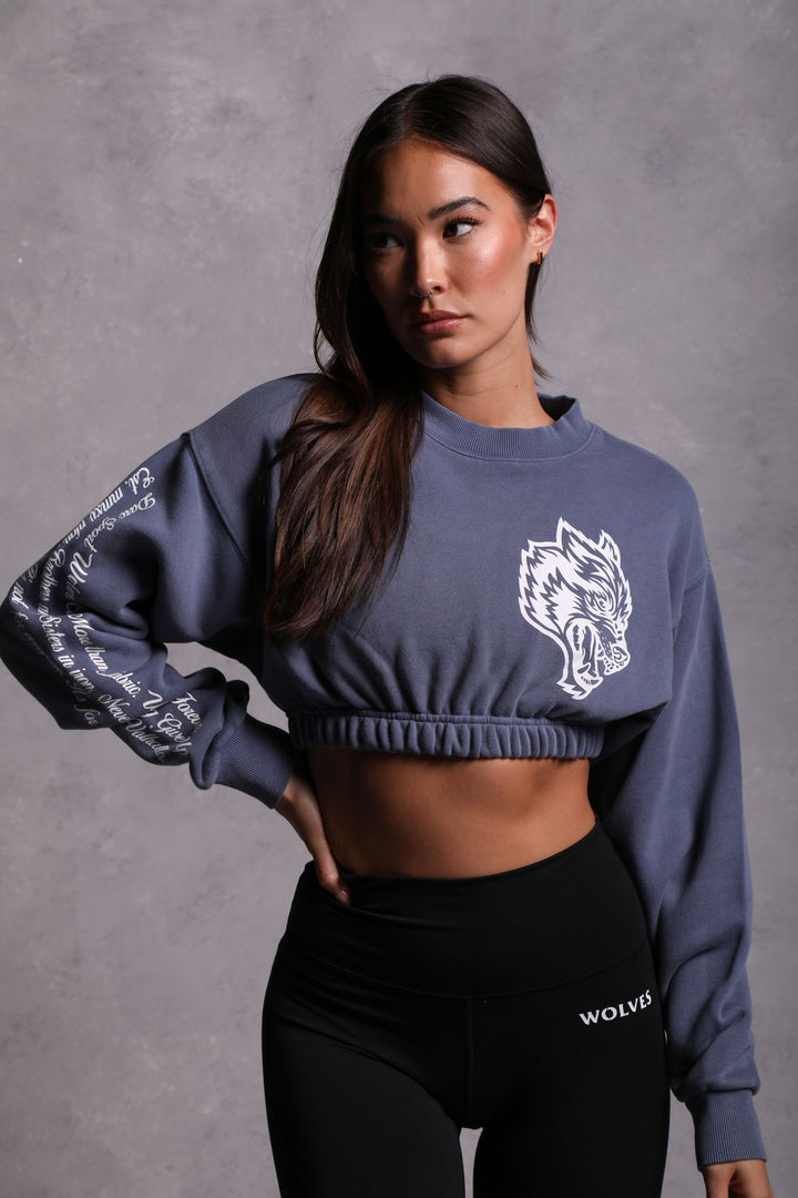 In Our Heart "Vintage Gwen" (Cropped) Crewneck in Norse Blue
