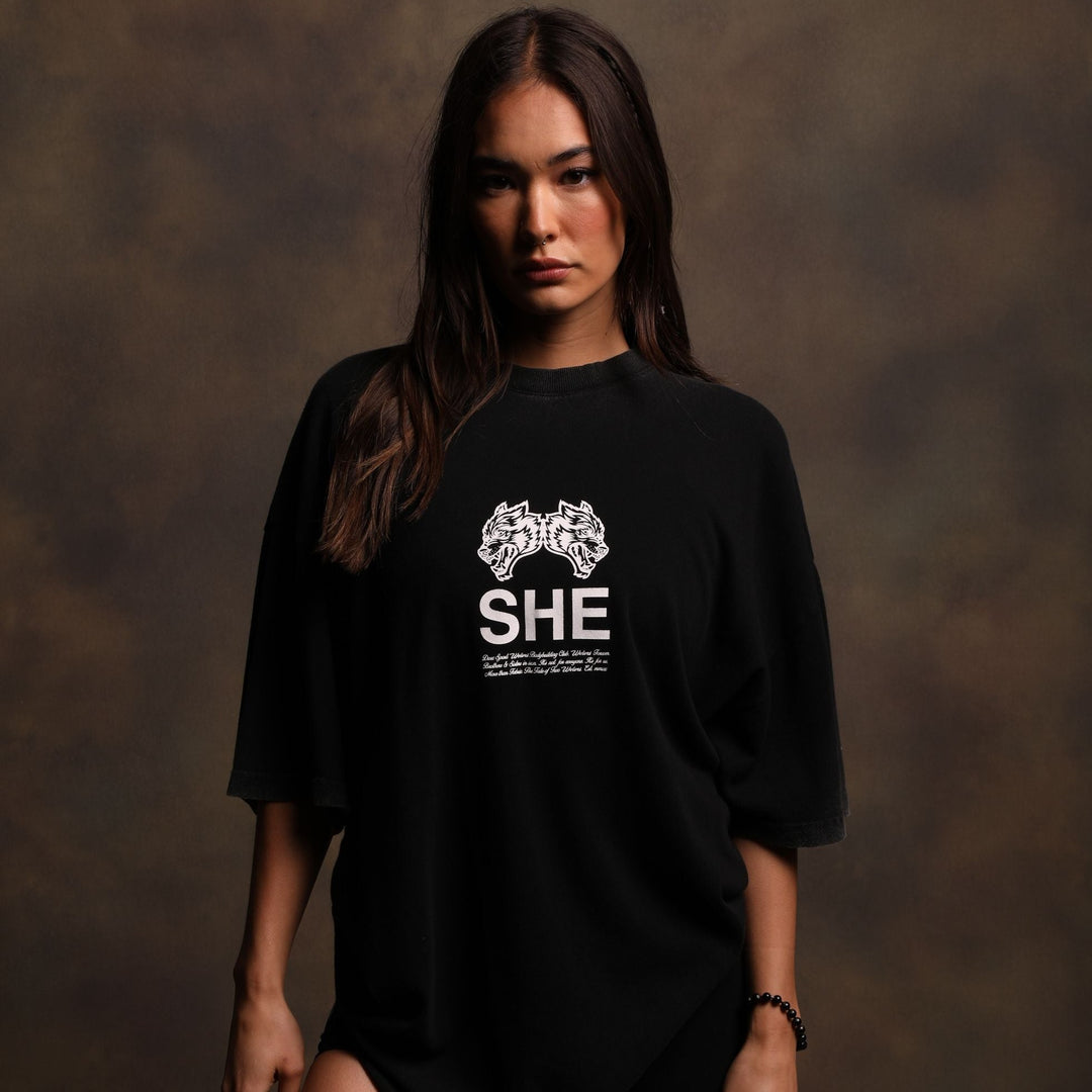 She's Gritty "Premium Vintage" Pump Cover Tee in Black
