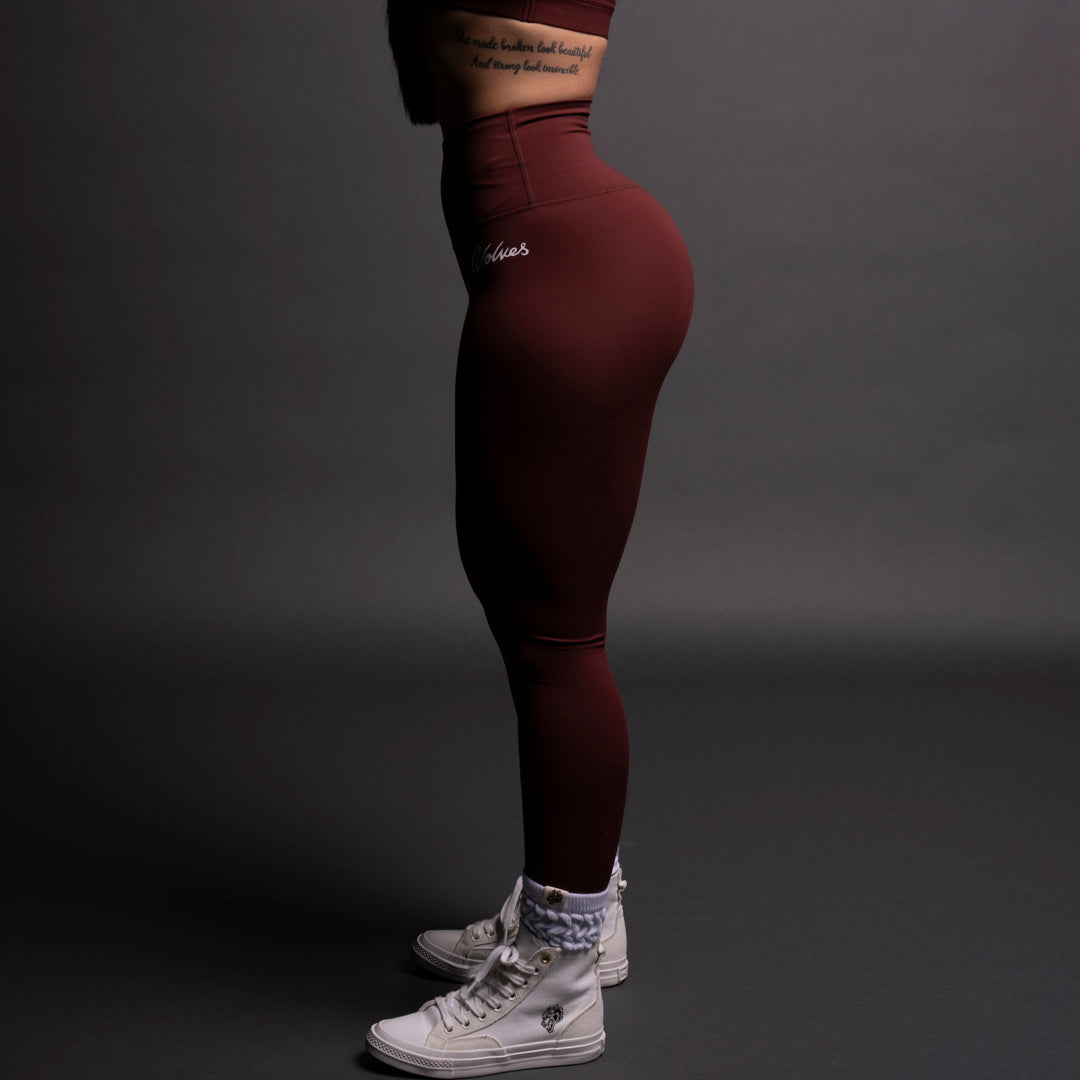 Western Wolf "Energy" Full Length Leggings in Oxblood