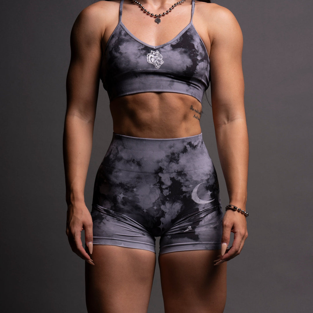 Catwoman Everson Seamless "Huxley" Shorts in Nirvana Gray Starry Clouds