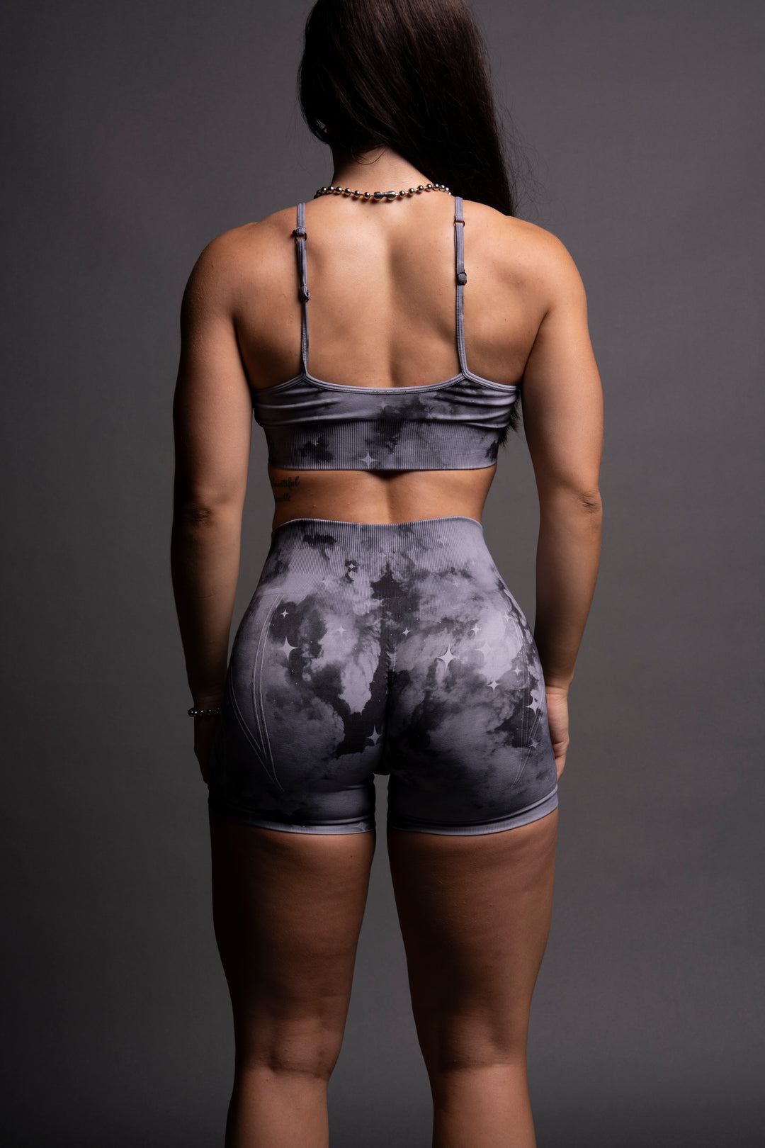 Catwoman Everson Seamless "Huxley" Shorts in Nirvana Gray Starry Clouds