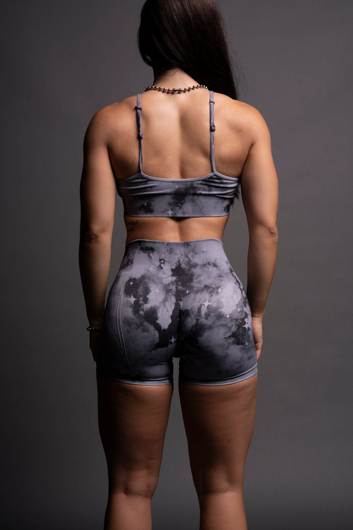 Catwoman Everson Seamless "Huxley" Shorts in Nirvana Gray Starry Clouds