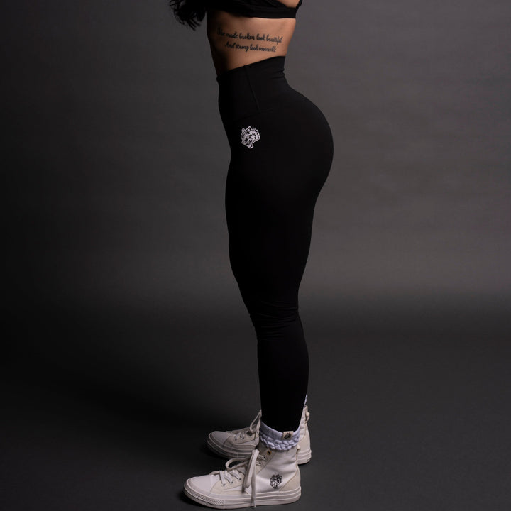 Dual Wolf "Energy" Full Length Leggings in Black