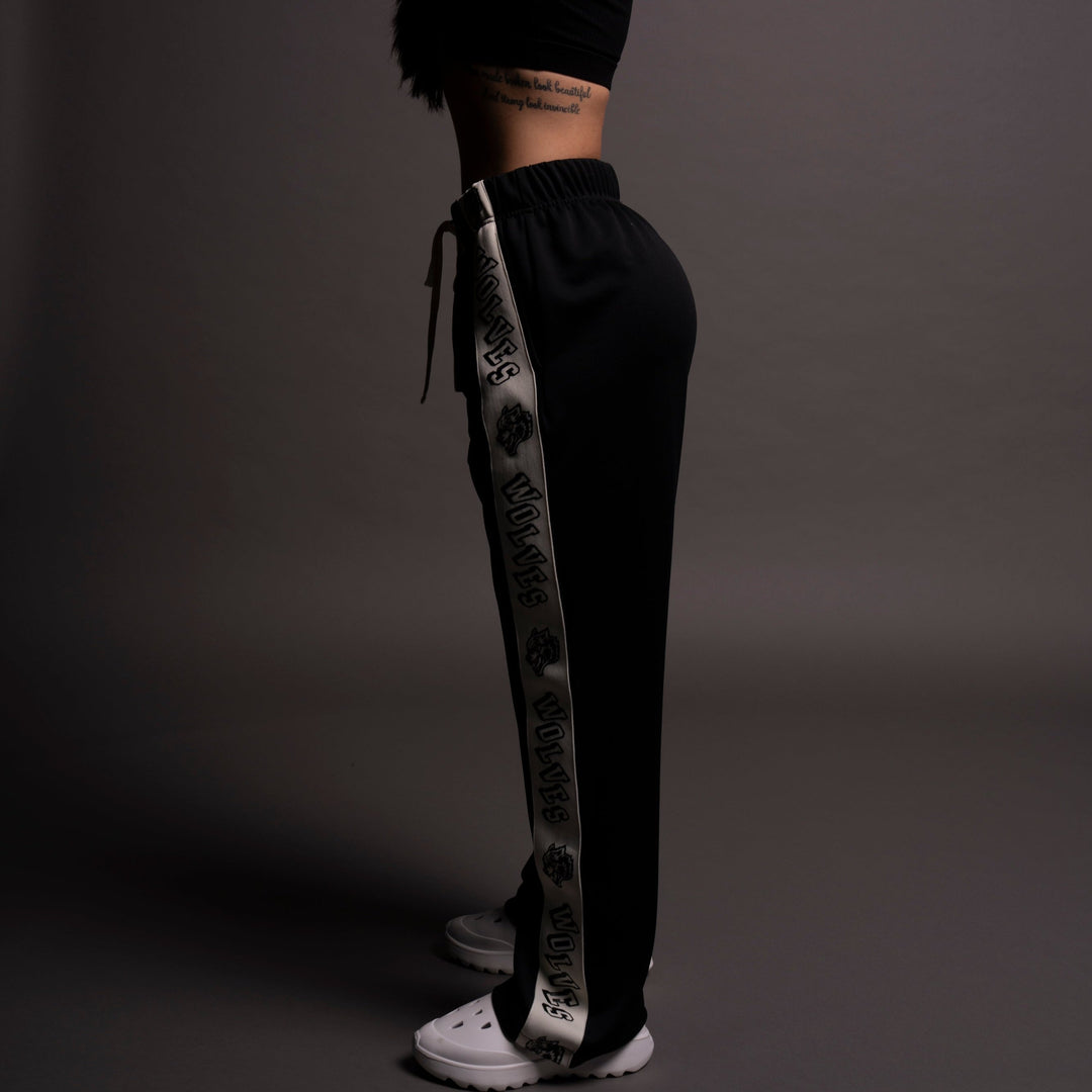 Never Give Up She Roadster Track Pants in Black/Cream