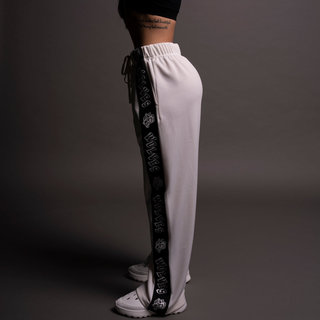 Never Give Up She Roadster Track Pants in Cream/Black