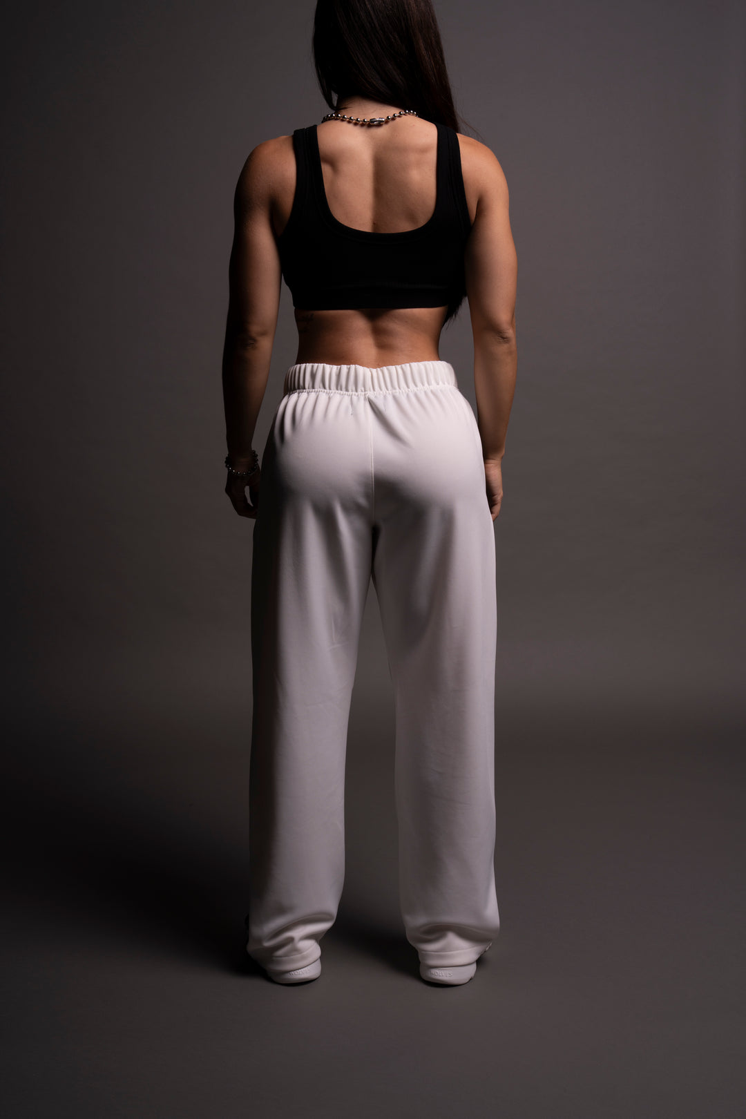 Never Give Up She Roadster Track Pants in Cream/Black