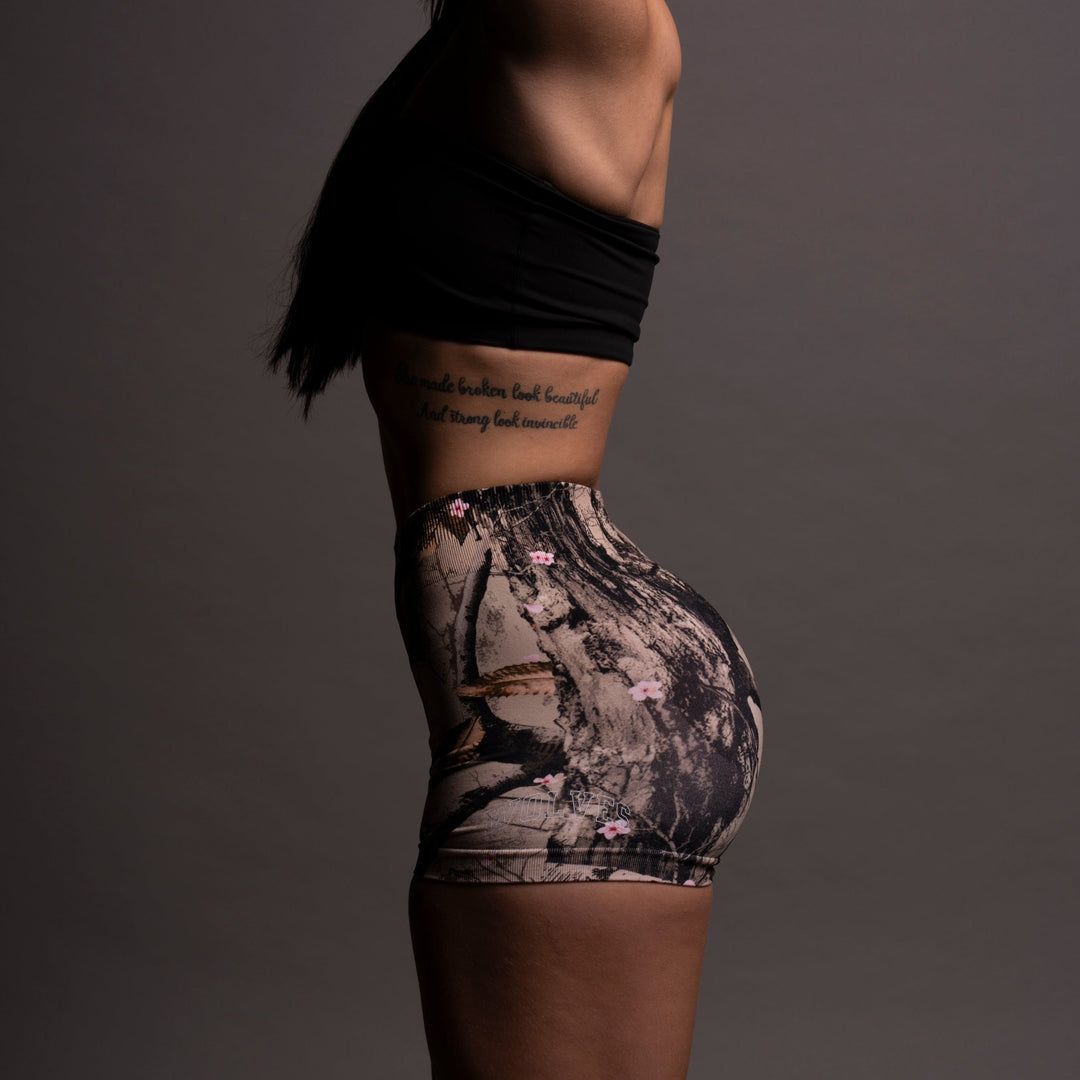 Loyalty V2 Everson Seamless "Katya" Shorts in Cherry Blossom Woodland Camo