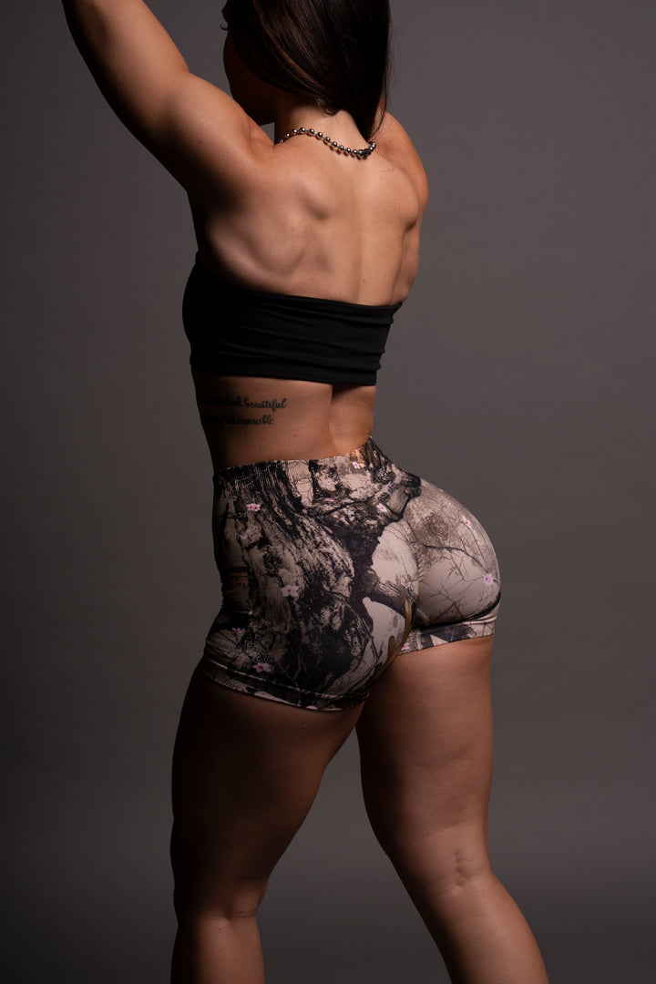 Loyalty V2 Everson Seamless "Katya" Shorts in Cherry Blossom Woodland Camo