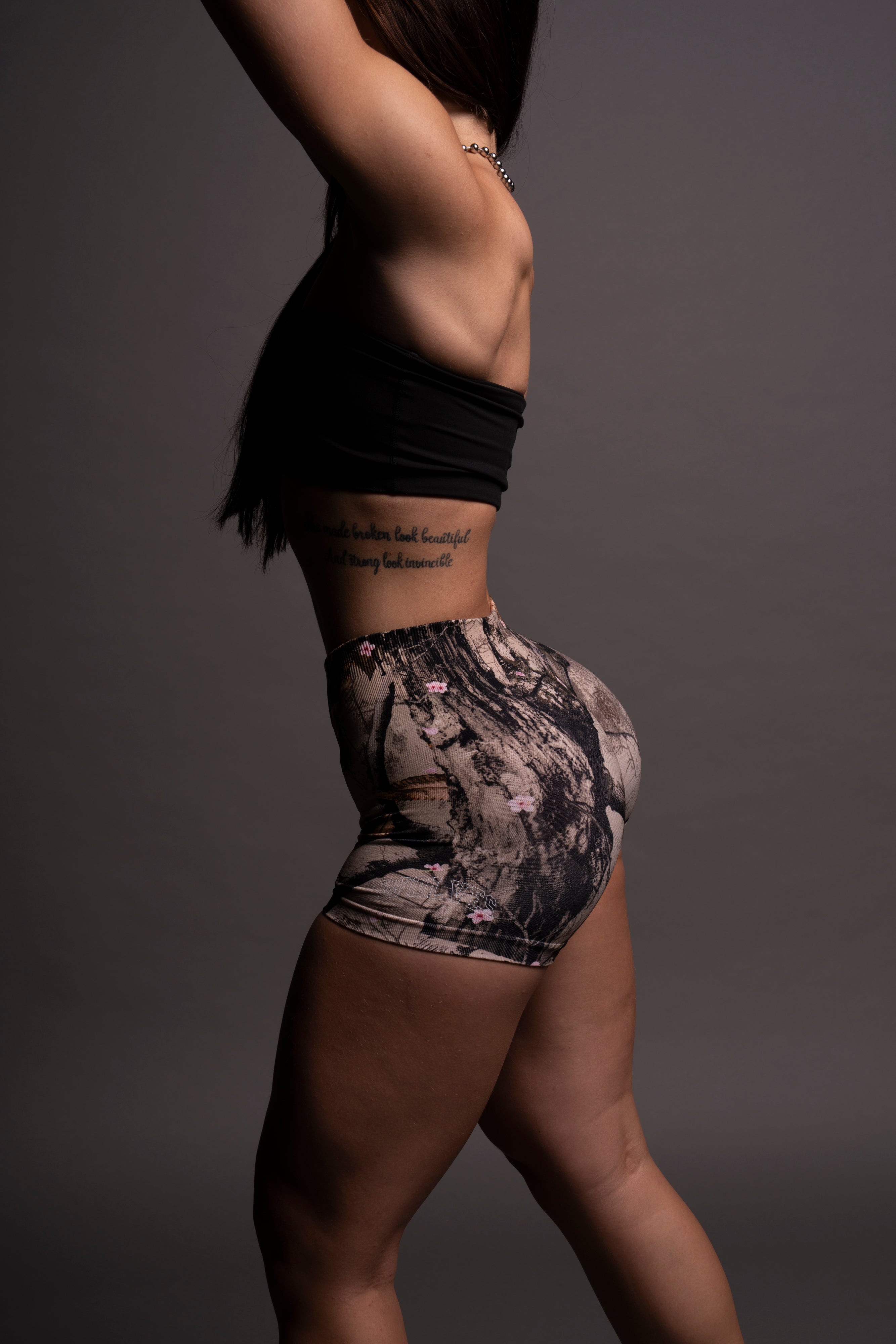 Loyalty V2 Everson Seamless "Katya" Shorts in Cherry Blossom Woodland Camo