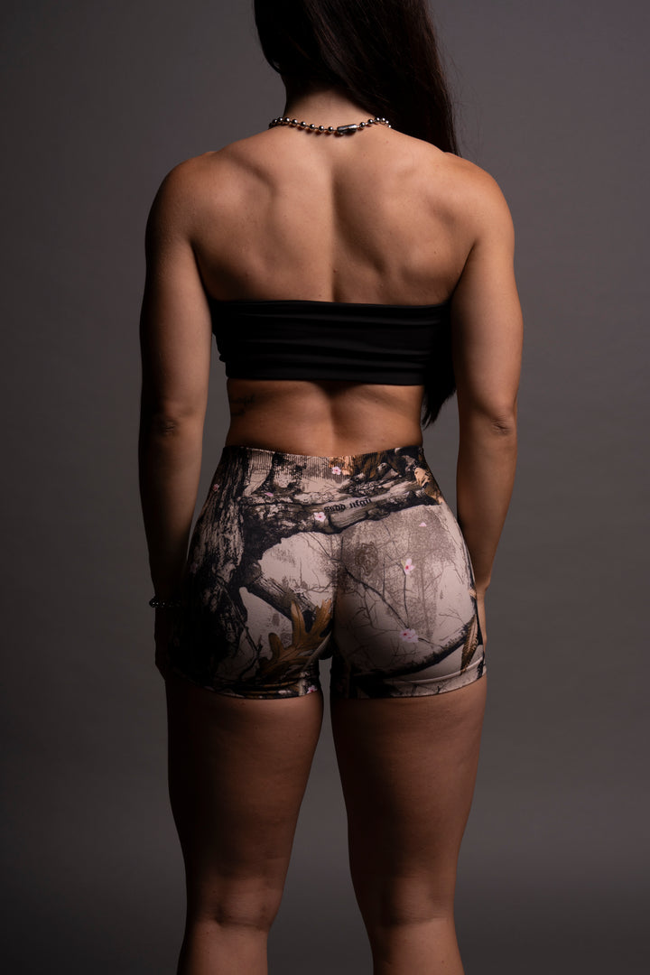 Loyalty V2 Everson Seamless "Katya" Shorts in Cherry Blossom Woodland Camo