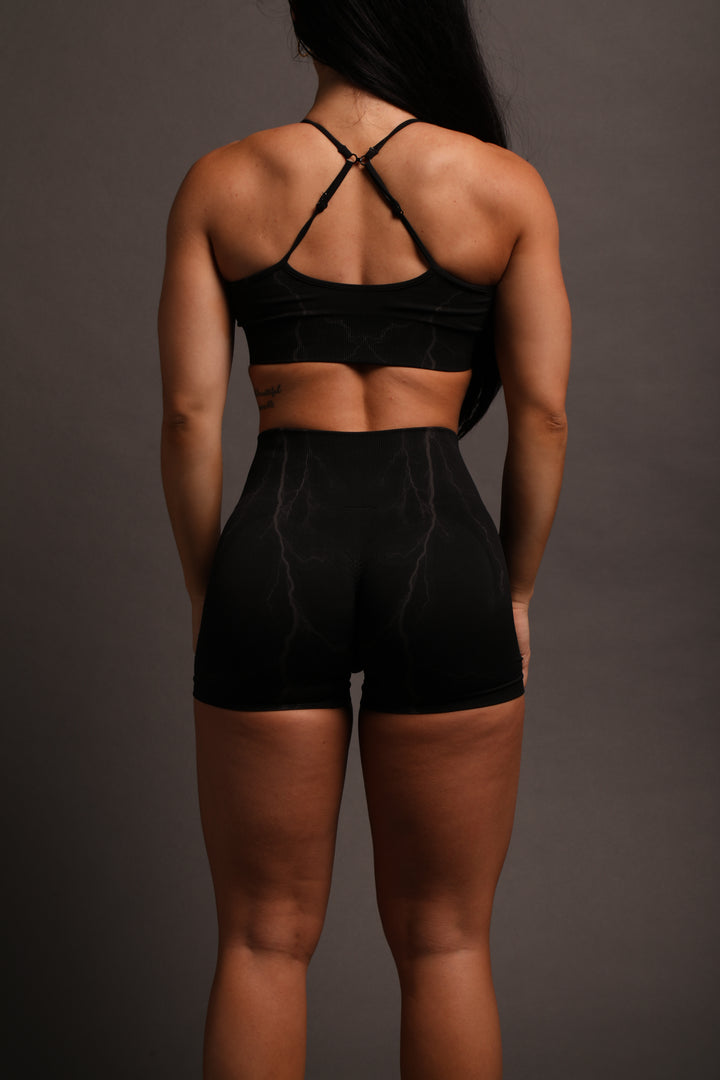 Wolves Forever Everson Seamless "Sierra" Shorts in Tonal Black Lightning