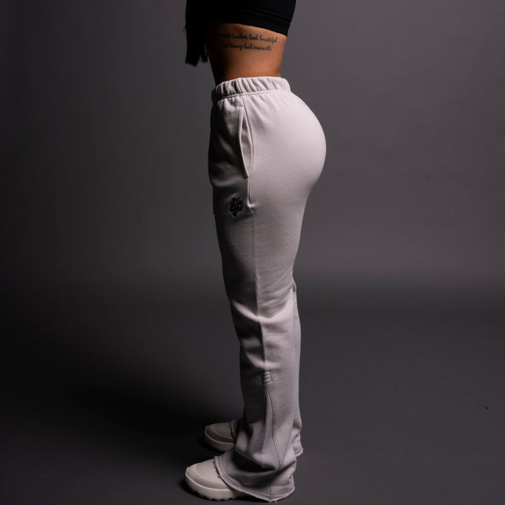 Dual She Flare Sweat Pants in Stone