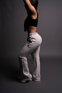Dual She Flare Sweat Pants in Stone