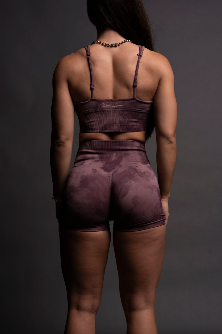 Keep On Fighting Everson Seamless "Valencourt" Shorts in Jumbo Midnight Mauve Ghost Clouds