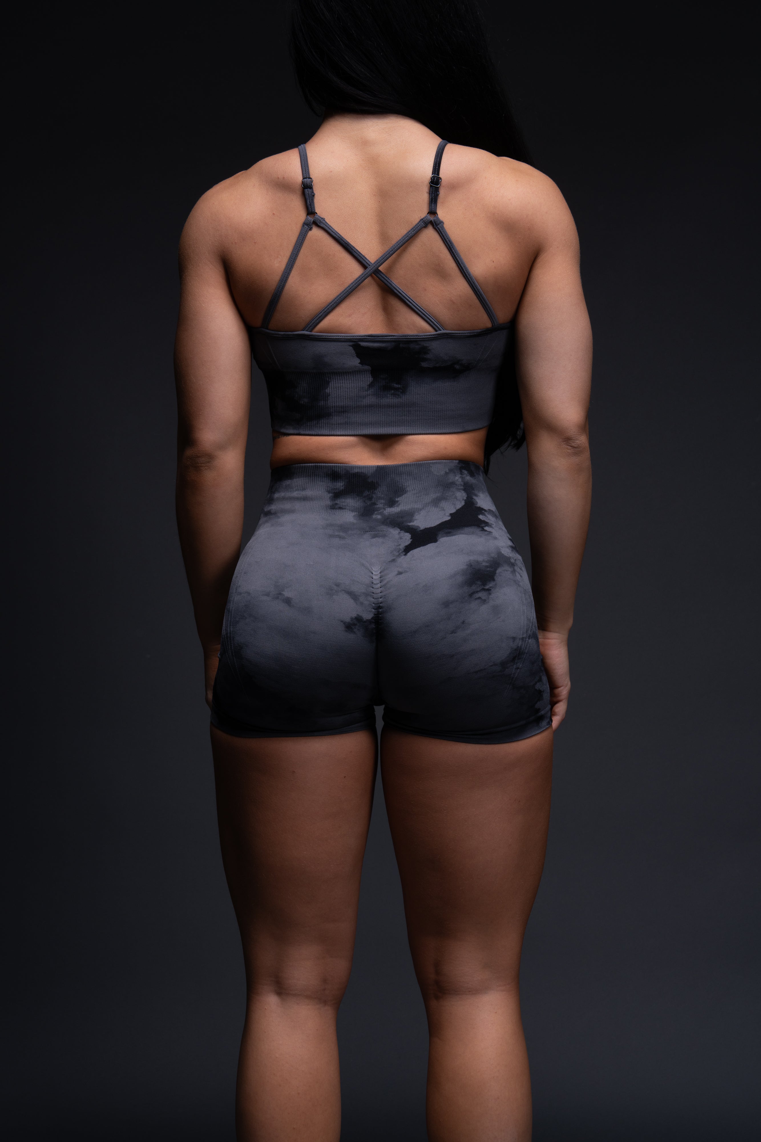 Loyalty Everson Seamless "Huxley" Shorts in Black Ghost Clouds