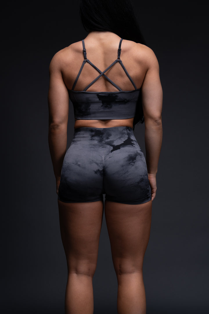 Loyalty Everson Seamless "Huxley" Shorts in Black Ghost Clouds
