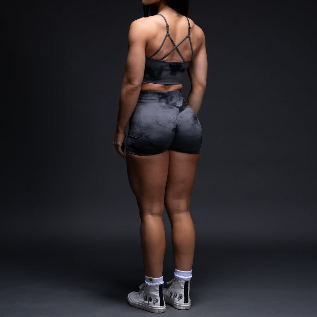 Loyalty Everson Seamless "Huxley" Shorts in Black Ghost Clouds