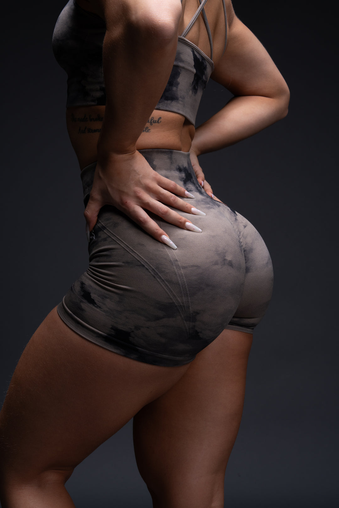 Loyalty Everson Seamless "Huxley" Shorts in Taupe Ghost Clouds
