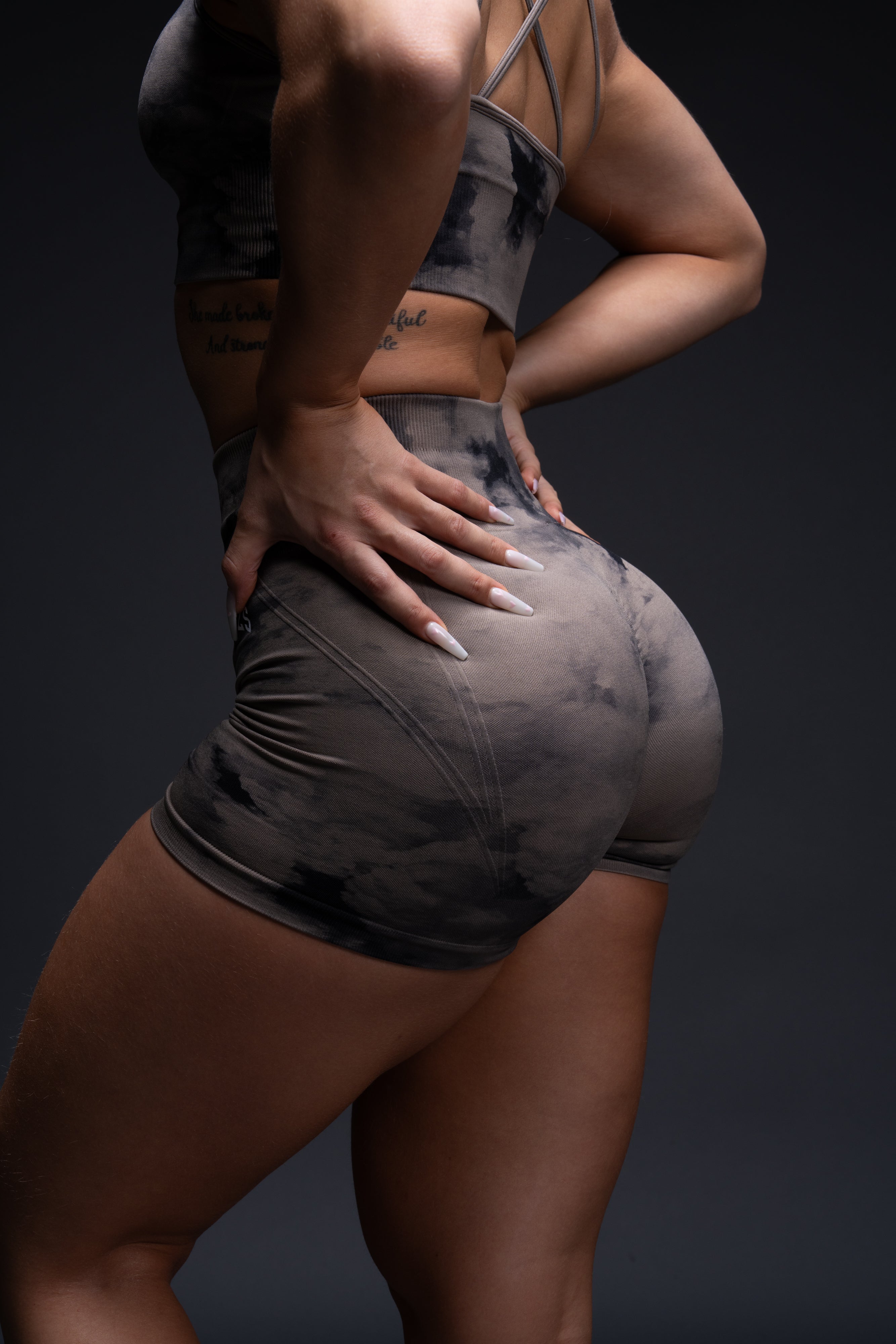 Loyalty Everson Seamless "Huxley" Shorts in Taupe Ghost Clouds