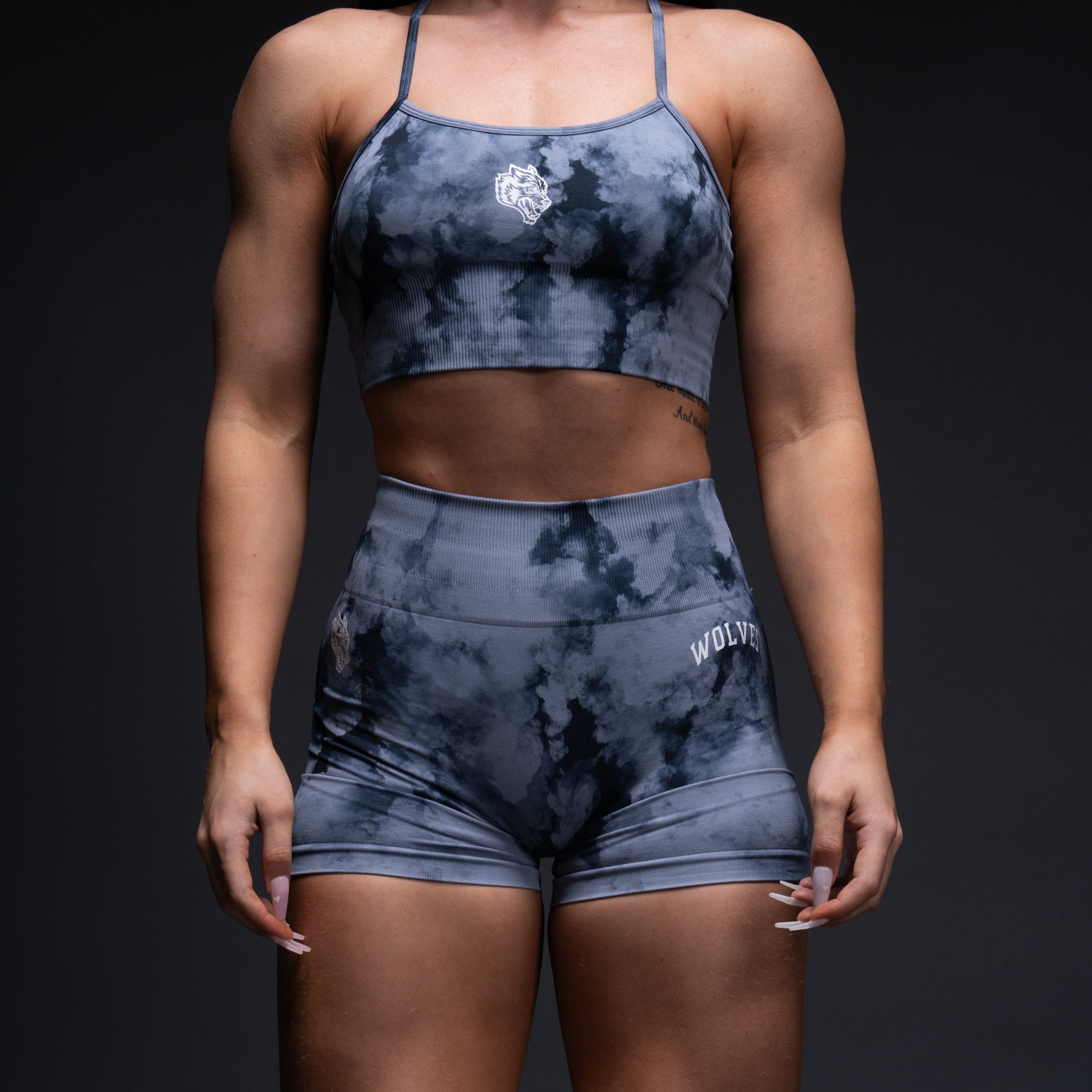 Loyalty Everson Seamless "Huxley" Shorts in Darc Blue Ghost Clouds