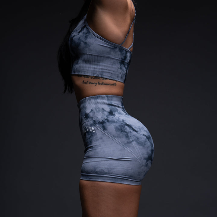 Loyalty Everson Seamless "Huxley" Shorts in Darc Blue Ghost Clouds