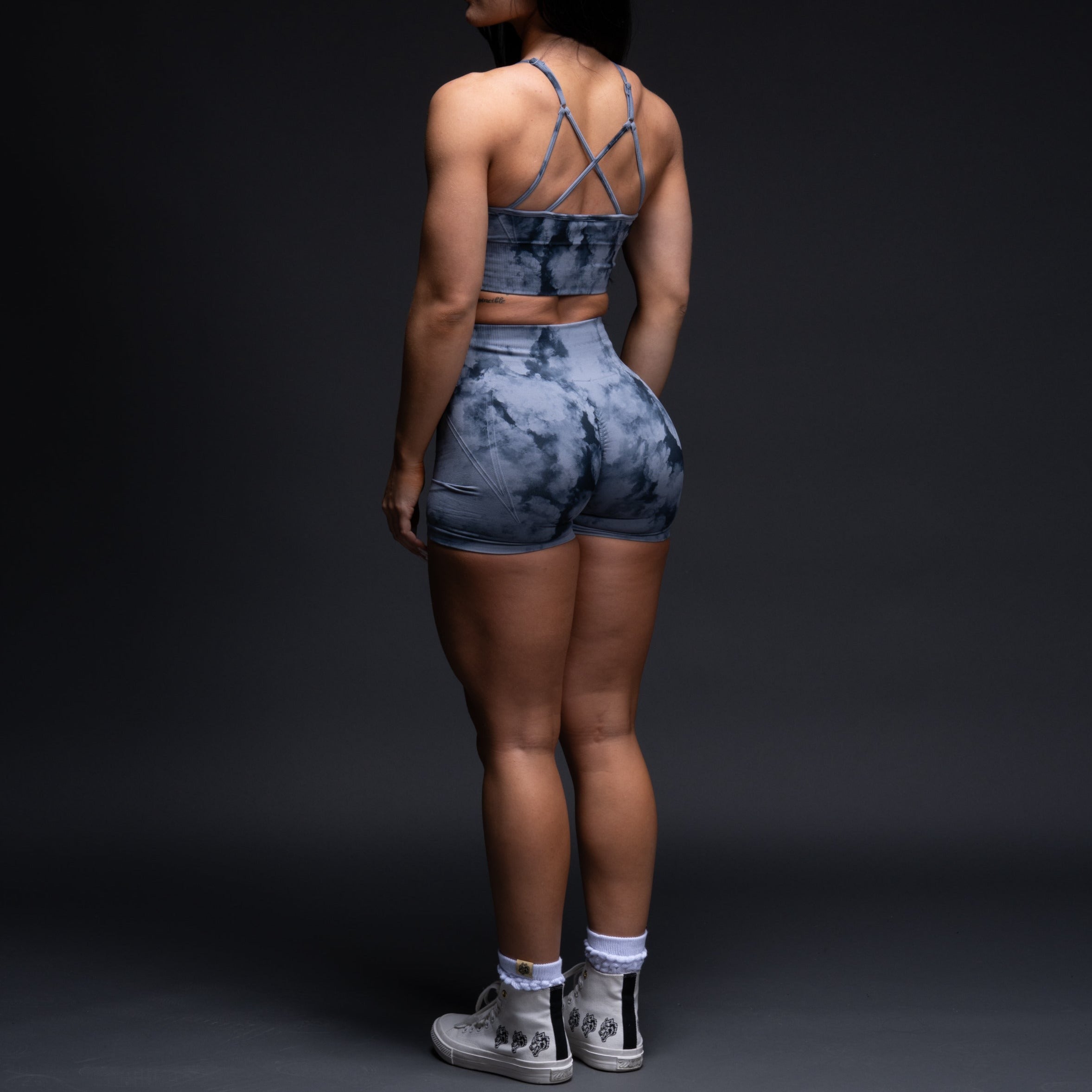 Loyalty Everson Seamless "Huxley" Shorts in Darc Blue Ghost Clouds