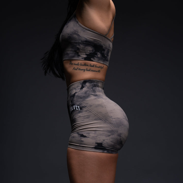 Loyalty Everson Seamless "Huxley" Shorts in Taupe Ghost Clouds