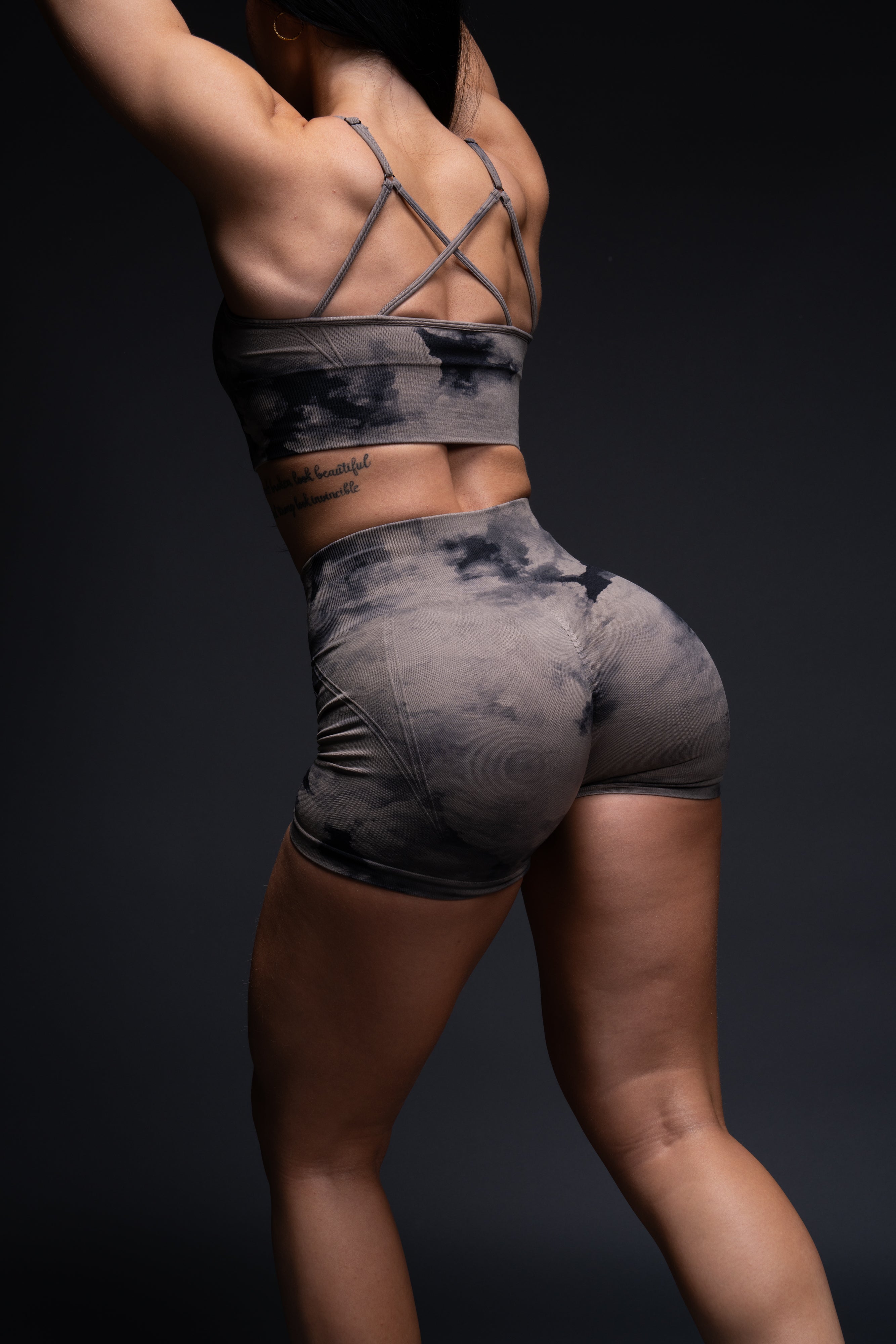 Loyalty Everson Seamless "Huxley" Shorts in Taupe Ghost Clouds