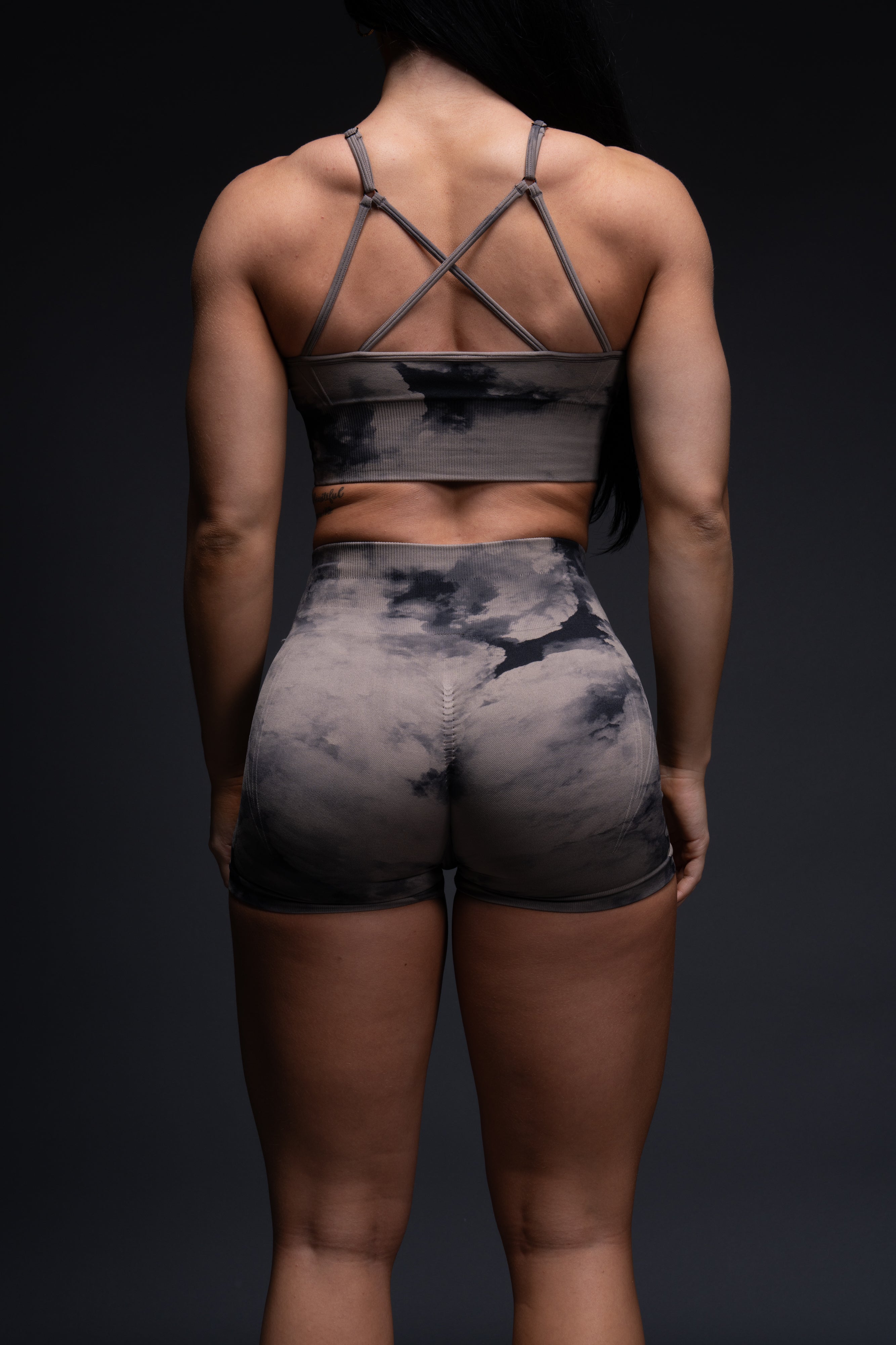 Loyalty Everson Seamless "Huxley" Shorts in Taupe Ghost Clouds