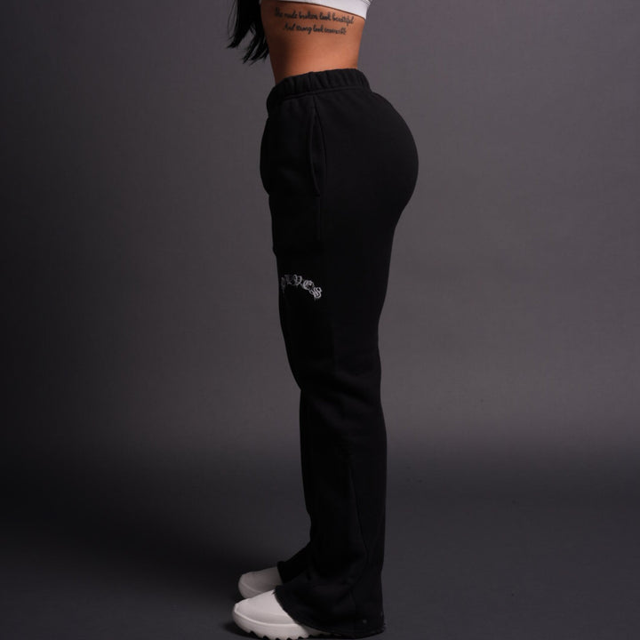 Chopper Webs She Flare Sweat Pants in Black