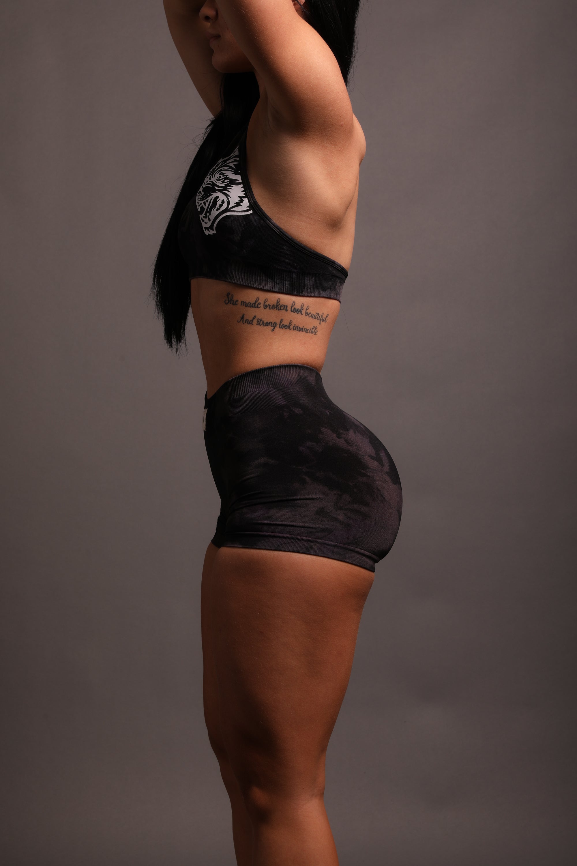 Lobos Seamless Everson "Katya" Shorts in Big Purple Night Marble