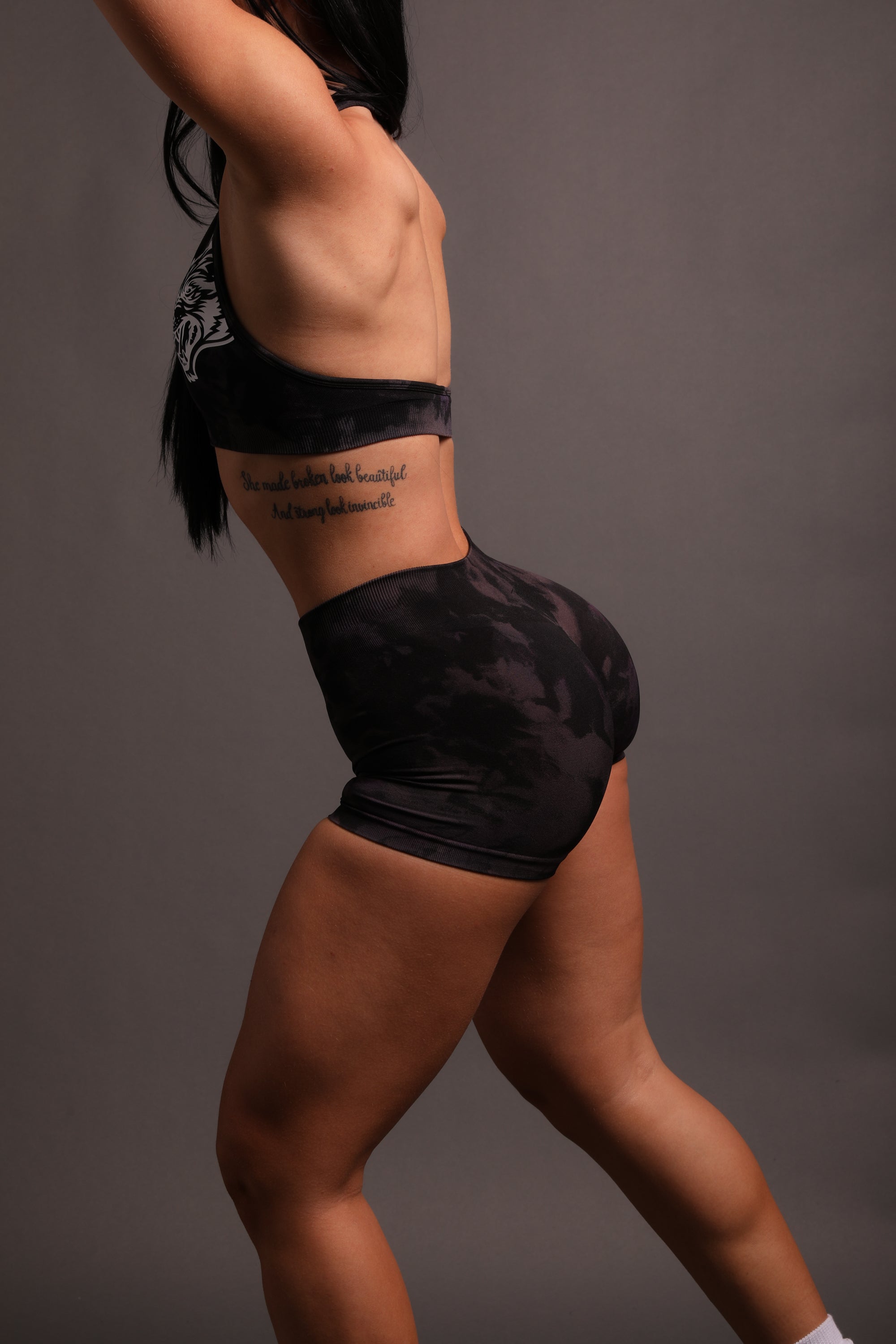 Lobos Seamless Everson "Katya" Shorts in Big Purple Night Marble