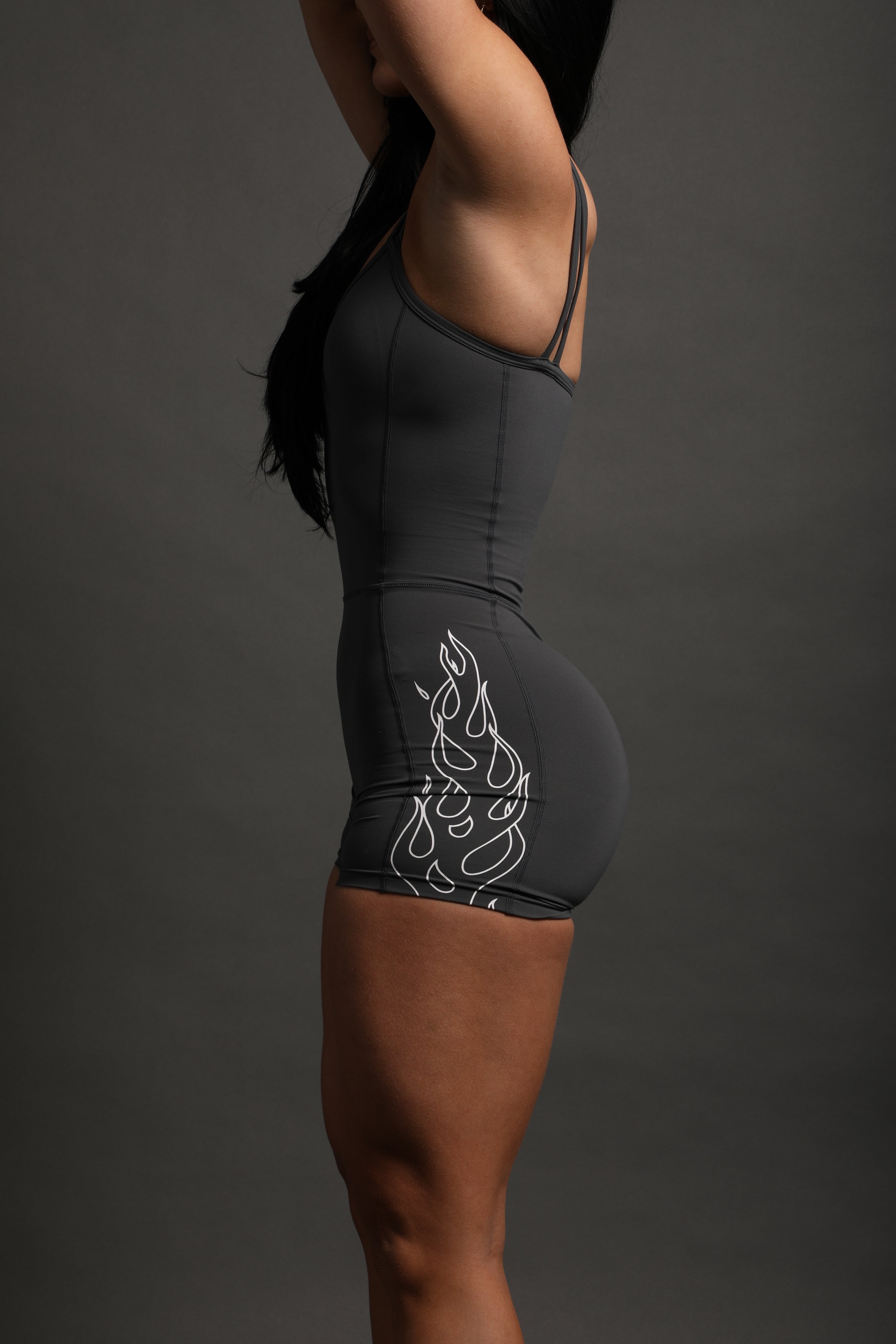 Flames Shay "Energy" Bodysuit in Wolf Gray/White