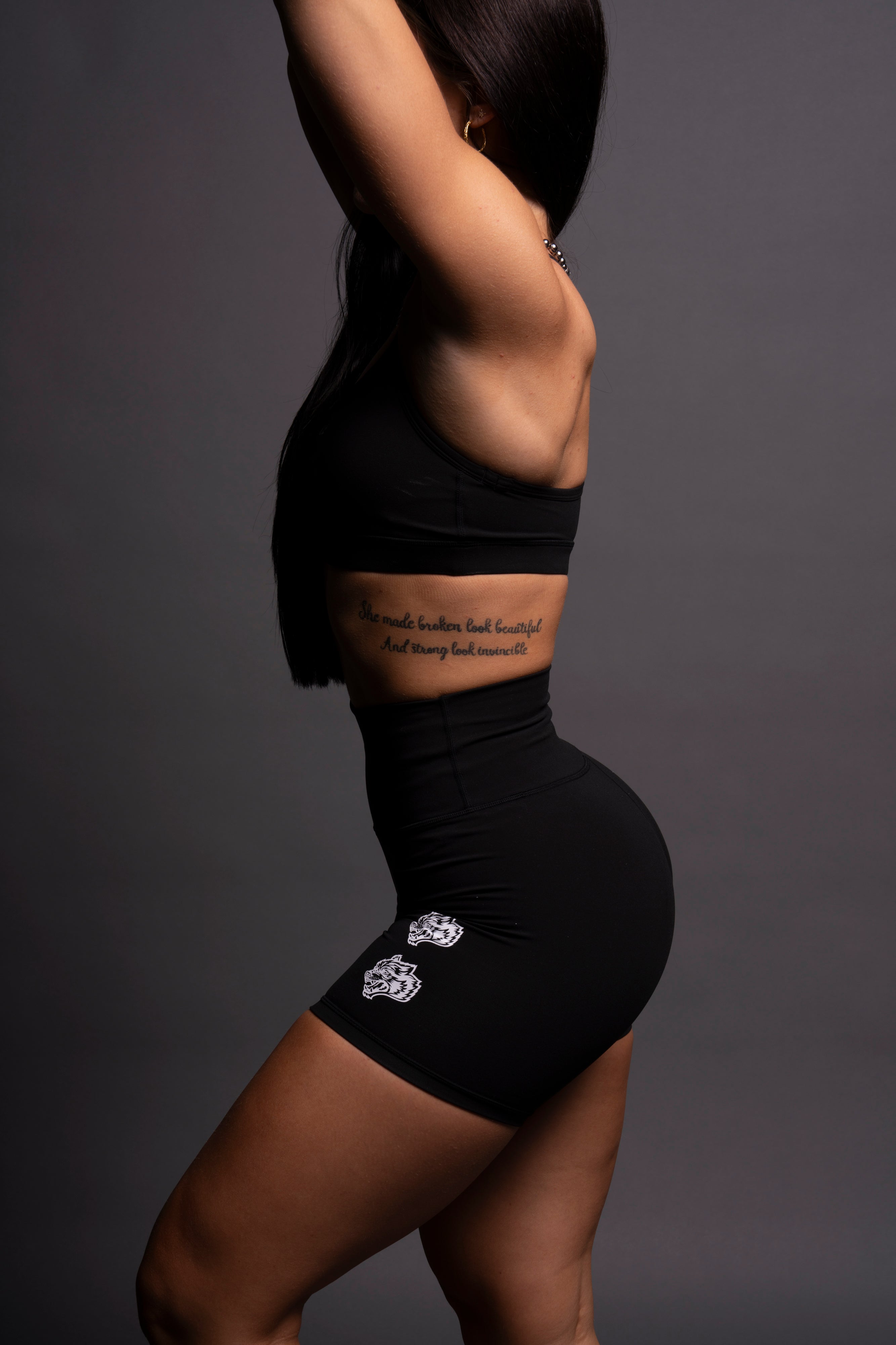 Quad Wolf Energy Training Shorts in Black