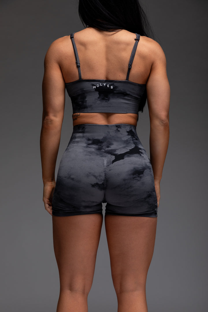 Dual Everson Seamless "Valencourt" Shorts in Black Ghost Clouds