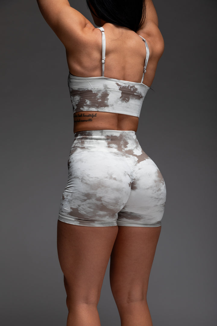 Dual Everson Seamless "Valencourt" Shorts in Stone Ghost Clouds