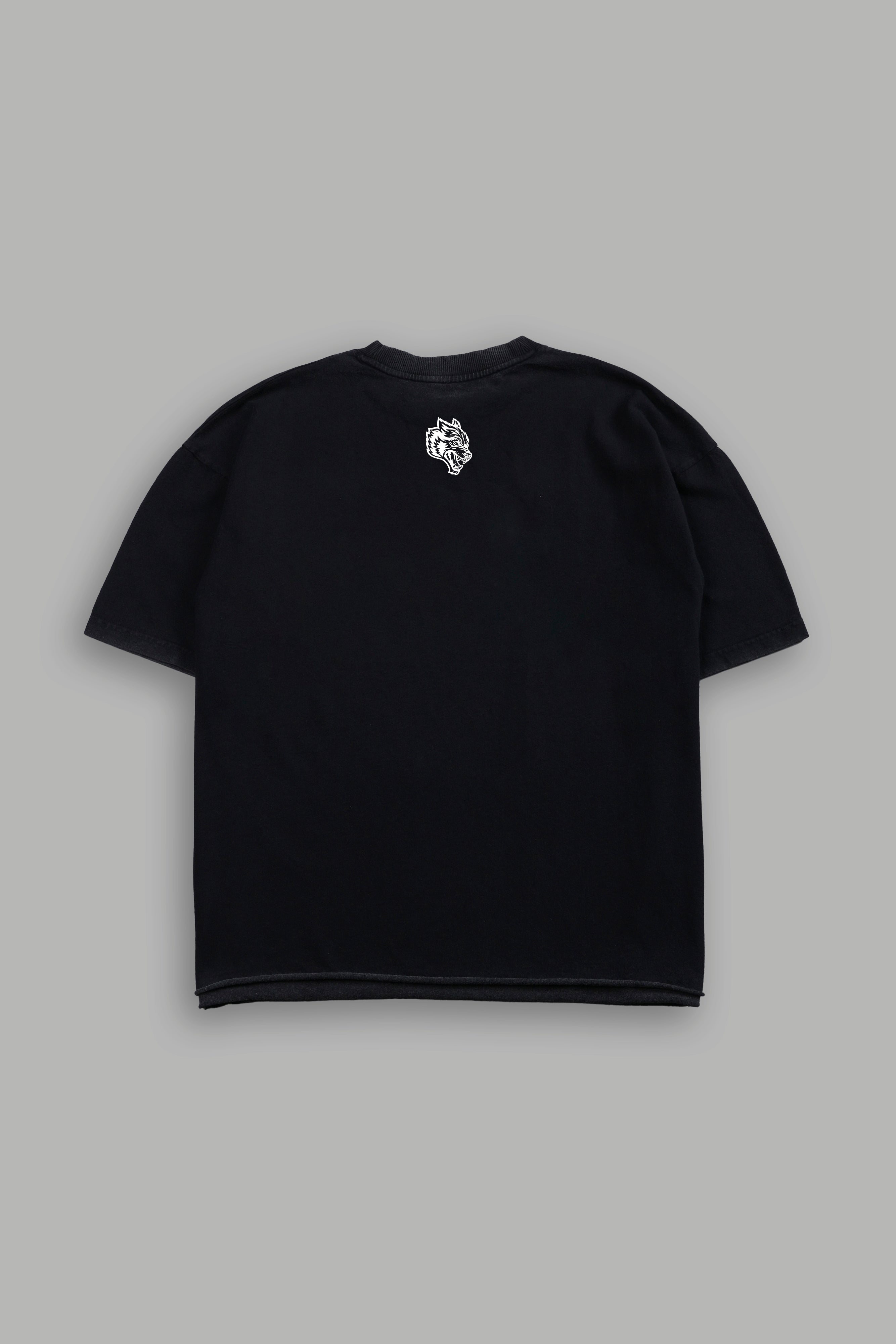Forged In Lightning Grunge Mid Length Raw Hem Tee in Darc Brown Drift Wash