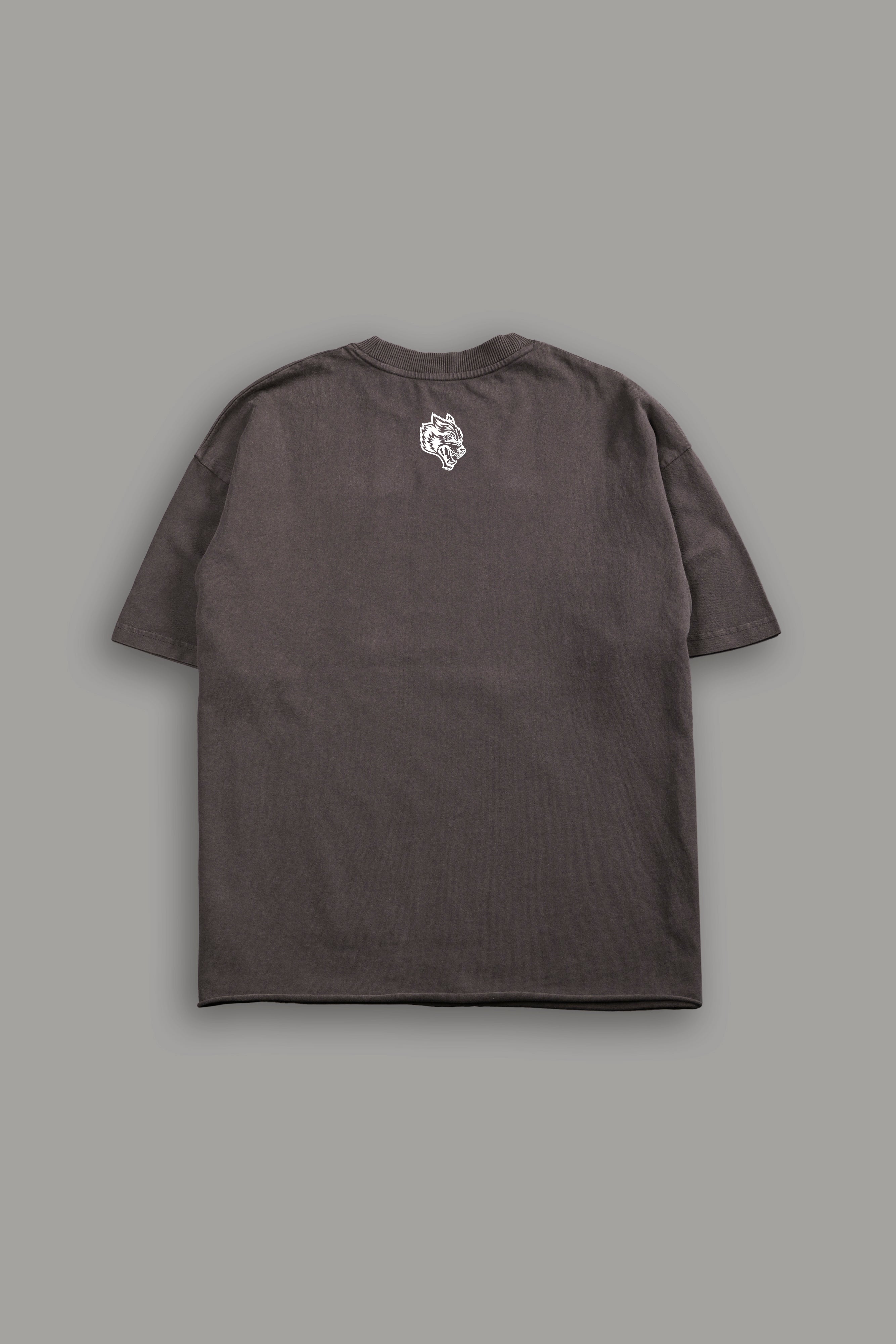 Forged In Lightning Grunge Mid Length Raw Hem Tee in Black Drift Wash