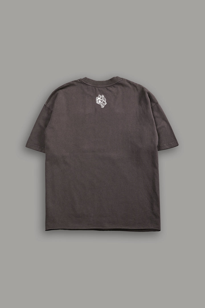 Forged In Lightning Grunge Mid Length Raw Hem Tee in Black Drift Wash