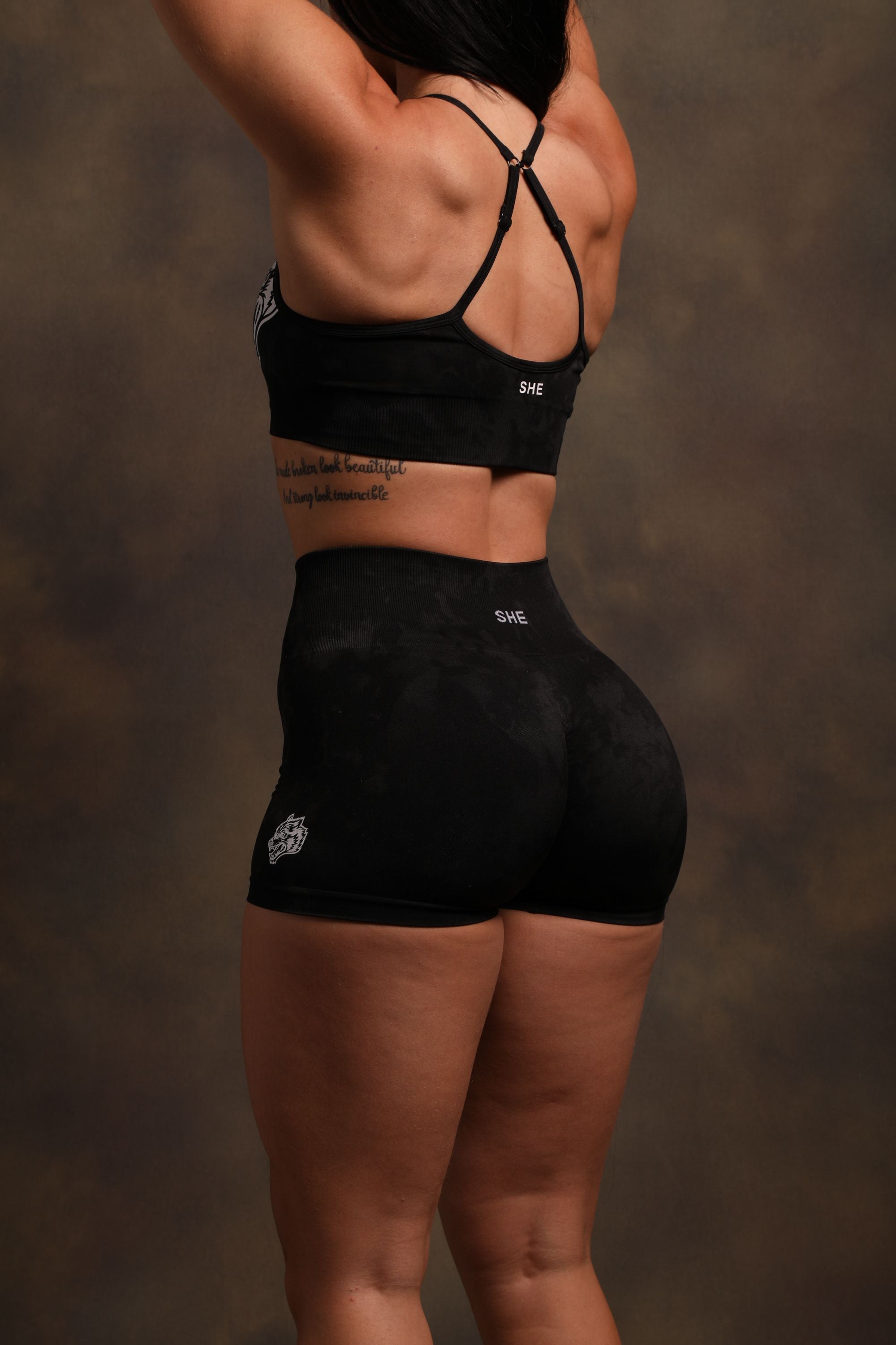 Wolves Forever Everson Seamless "Sierra" Shorts in Black Tonal Marble