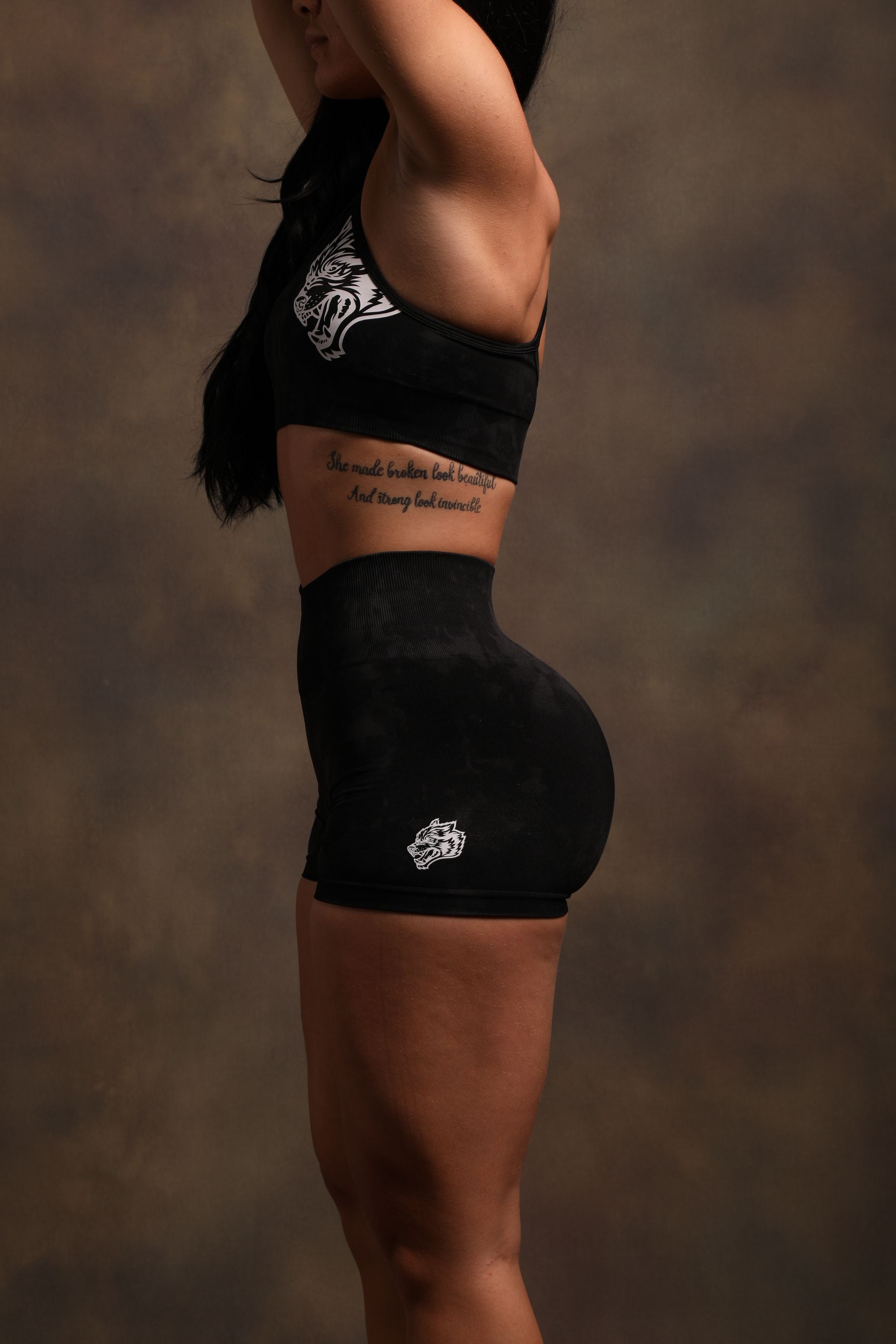 Wolves Forever Everson Seamless "Sierra" Shorts in Black Tonal Marble