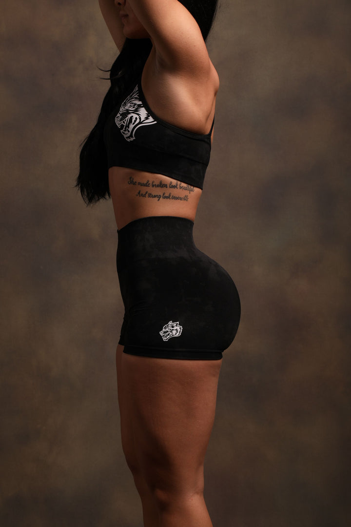 Wolves Forever Everson Seamless "Sierra" Shorts in Black Tonal Marble