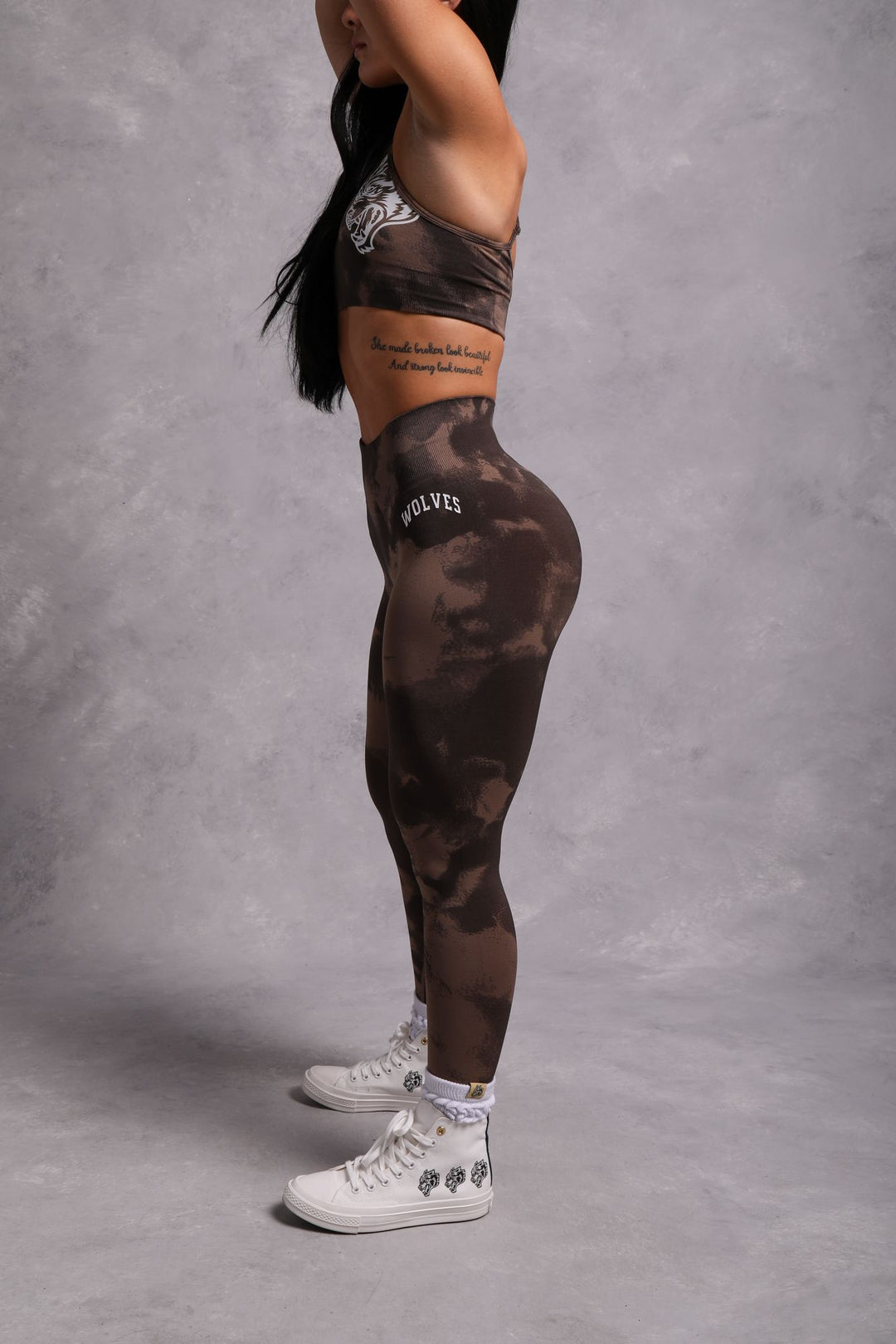 Big Wolf Loyalty "Everson Scrunch" Leggings in Mojave Brown Jumbo Marble