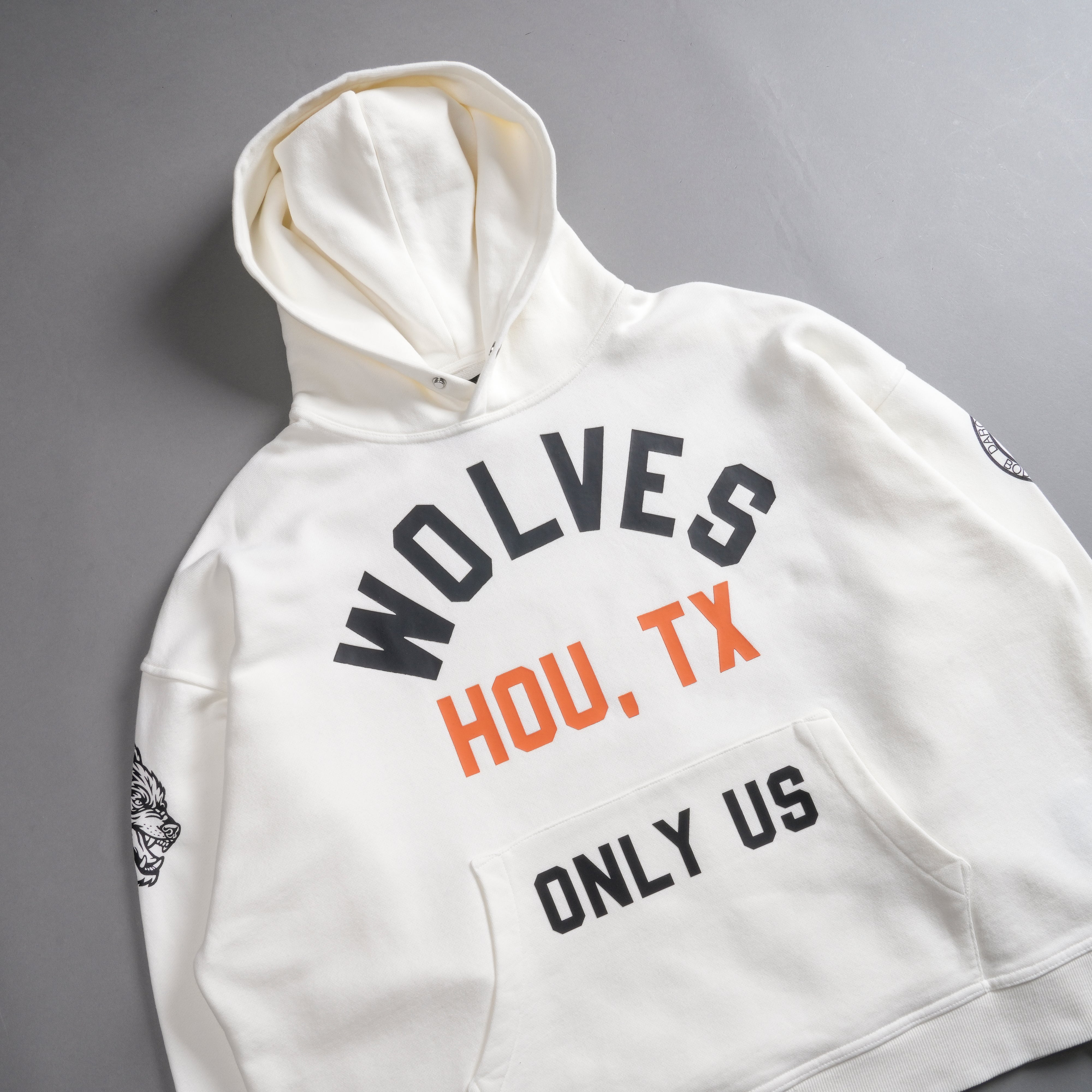 TX Wolves League "Box Cut" Hoodie in Cream