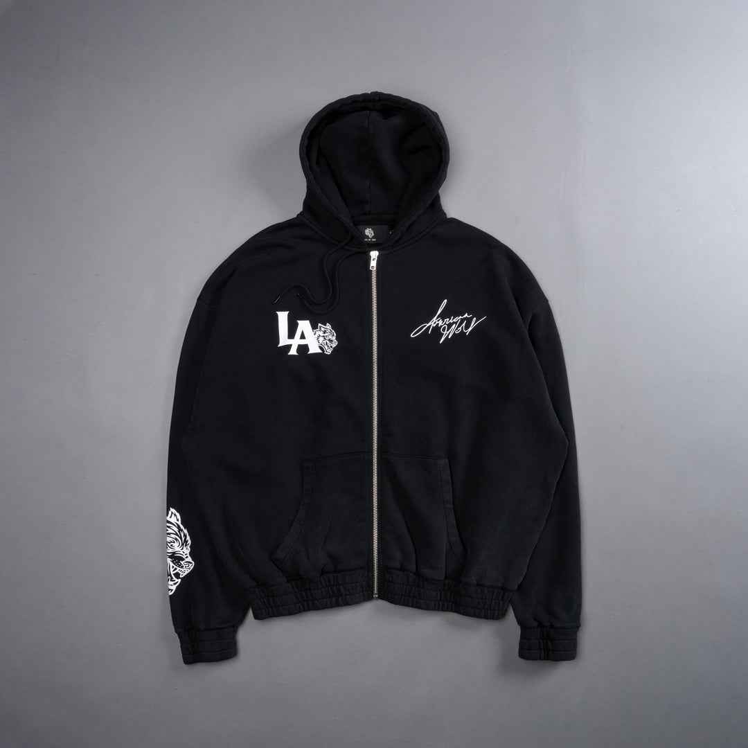 LA Wolf "Chambers" Zip Hoodie in Black