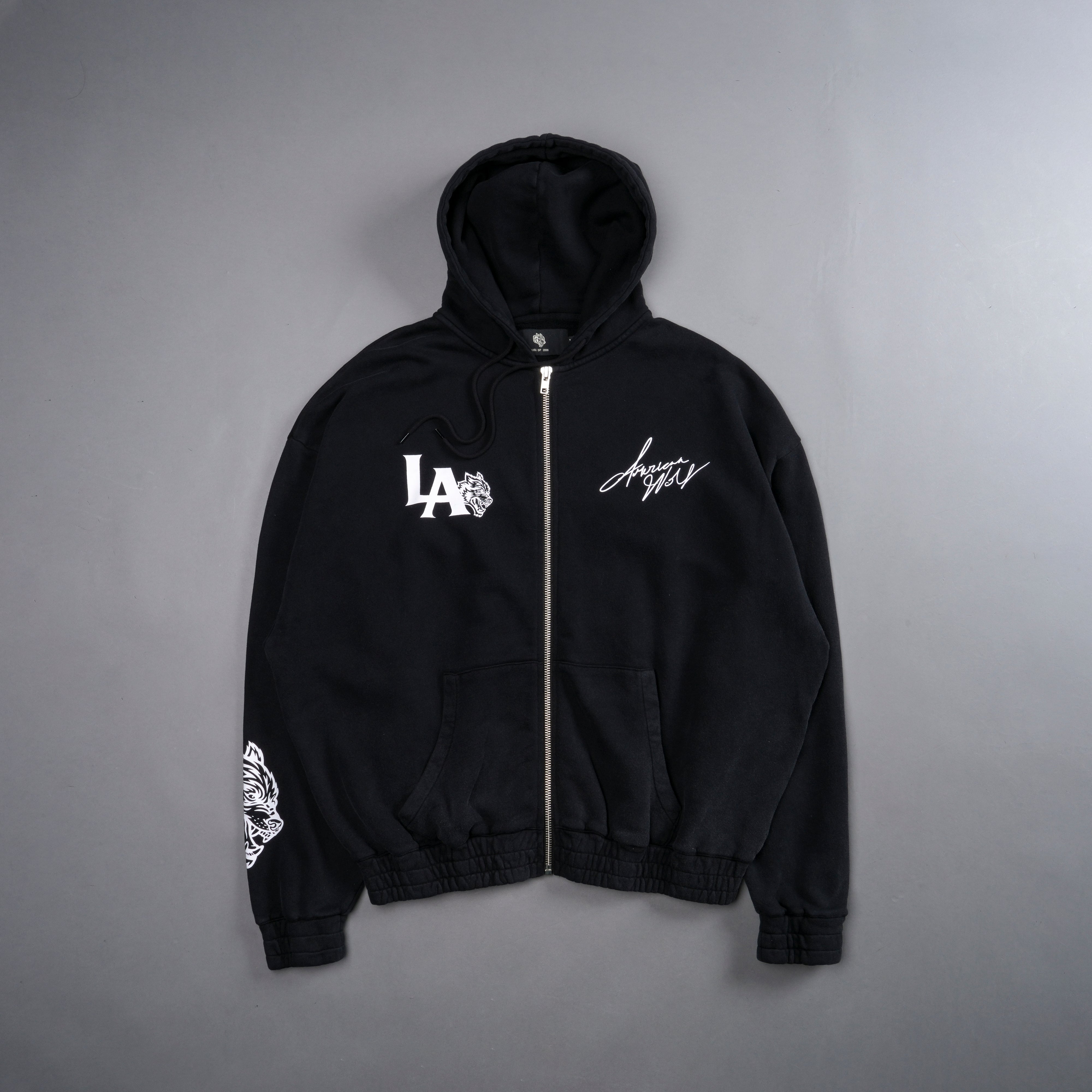 LA Wolf "Chambers" Zip Hoodie in Black