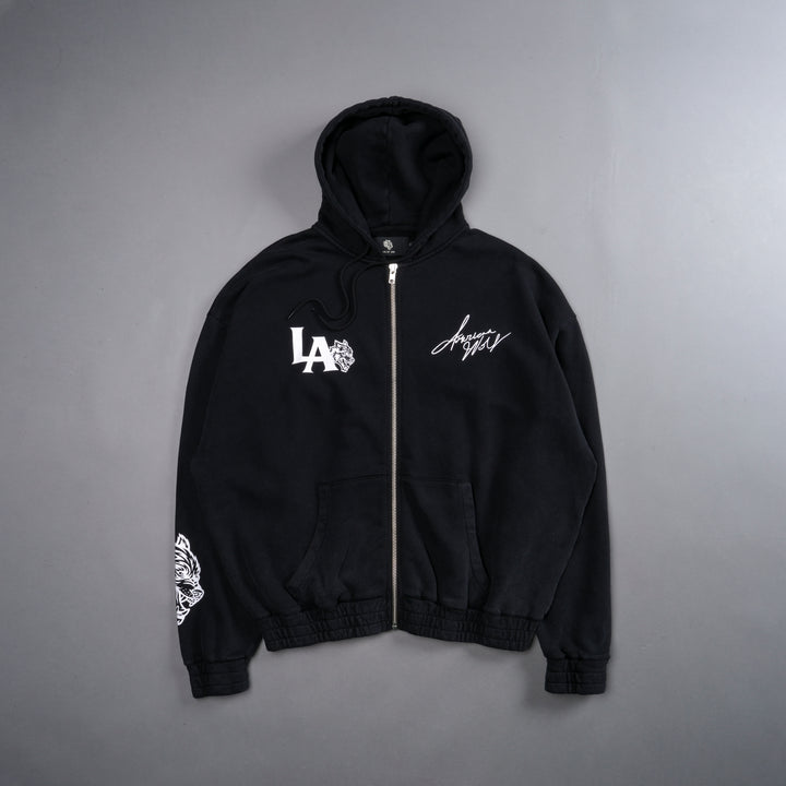 LA Wolf "Chambers" Zip Hoodie in Black