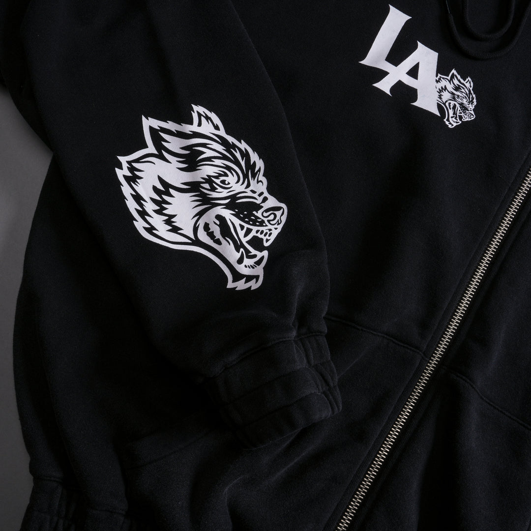 LA Wolf "Chambers" Zip Hoodie in Black