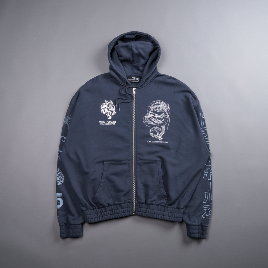 Shenron "Chambers" Zip Hoodie in Midnight Blue